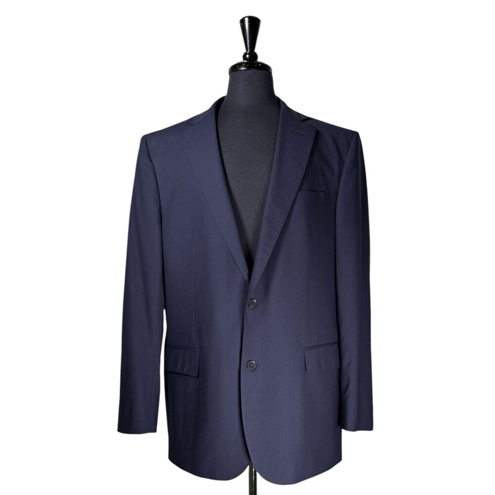 Brooks Brothers Mens 46L Navy Wool Blend Blazer Stretch 2 Button Sport Coat